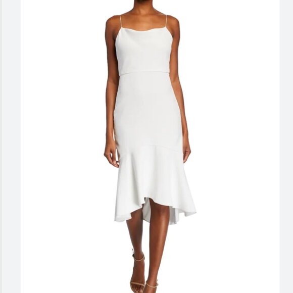 Alice + Olivia NWT Adrina Cowl-Neck Spaghetti-Strap High-Low Midi Dress Size 6 - Picture 1 of 7
